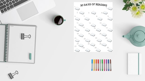 30 Day Bookworm Reading Coloring Chart - Etsy
