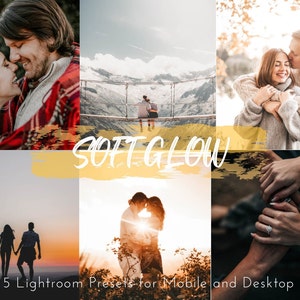 5 Lightroom Presets for Mobile and Desktop, Soft Glow, Golden Light Shoots, Influencers, Couples & Bloggers