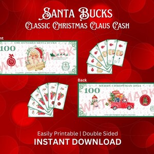 Ausdruckbare Nikolaus Bucks | Weihnachtsgeld | Claus Kasse | Spielgeld | Weihnachts Auktion Geld | Weihnachtsfeier Spiele | Sofort Download