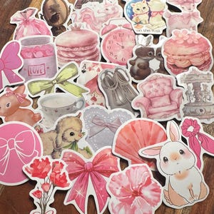 Pink Coquette Sticker Pack | 25 or 50 Pcs | Girly Aesthetic Stickers for Kindle, Water Bottle, Journaling, Scrapbook, Laptop