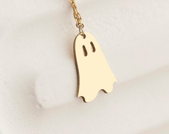 Cute Ghost Necklace, Ghost Necklace, Halloween Necklace, Halloween Charm, Minimalist Ghost Jewelry, Kids Necklace, Halloween Gifts for Women