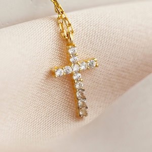 Gold Cross Necklace, Sterling Silver Cross Necklace, Cross Pendant, Religious Jewelry Gift, Christmas Cross Gift