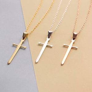 Origami Sword Figure Necklace in 925 Sterling Silver, Sword Pendant, Gift for Him, Gift for Her, Birthday Gift, Mother’s Day Gift