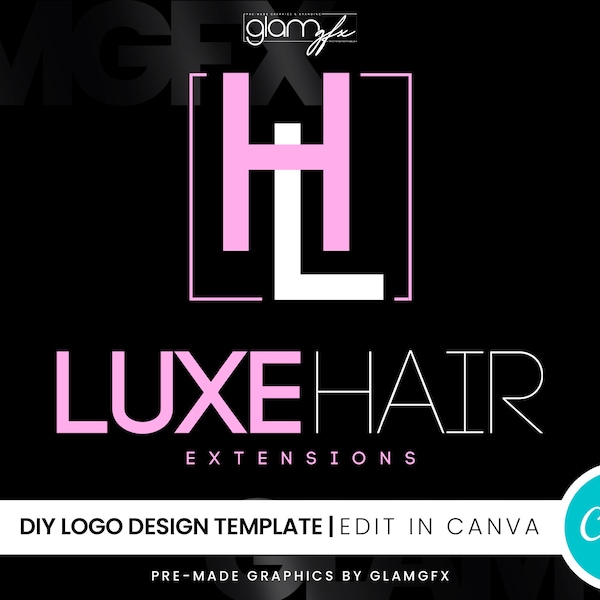 DIY Text-Based Logo Template | Premade Canva Logo Design | Beauty Logo | Lash Logo | Hair Logo | Boutique Logo