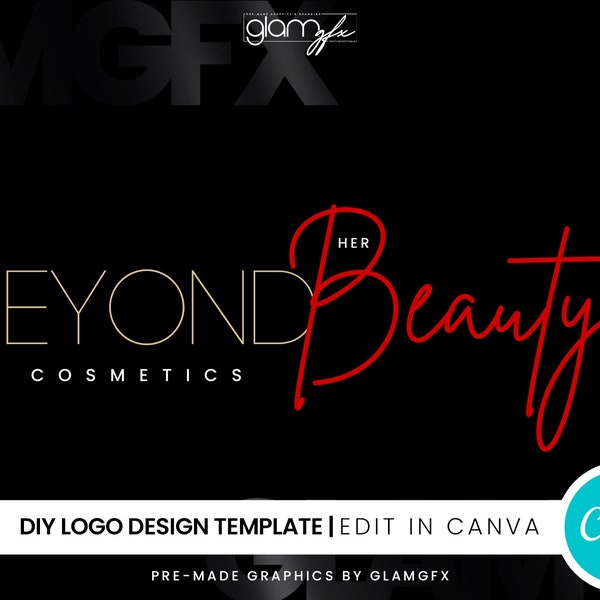 DIY Text-Based Logo Template | Premade Canva Logo Design | Beauty Logo | Lashes Logo | Hair Logo | Boutique Logo