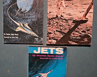 Libros en rústica de Space and Jet para niños, juego vintage de 3 de 1970 y 1971