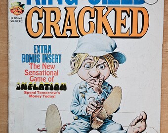 Revista King-Sized agrietada, octava edición anual de 1974, buen estado, falta el juego de inflación, desgaste normal y ligero amarilleamiento de las páginas.
