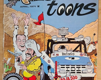 Racin' toons Abril de 1971 Estado aceptable, completo, cubiertas separadas y rotas, desgaste normal, escritura en las páginas 14/15 y página ligeramente amarillenta.