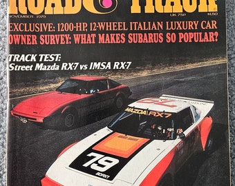 Carretera y pista noviembre de 1979, buen estado, tiene etiqueta y desgaste normal, Rolls Royce, Ferarri Dino, VW Scirocco, más