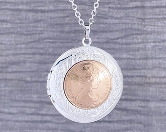 40歳の誕生日のペニーロケットネックレス：1986年英国コインの記念品