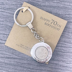 70th Birthday Sixpence Keepsake, Year 1954 Vintage Lucky Sixpence Locket Keyring, Sixpence Keepsake, British Coin Keyring