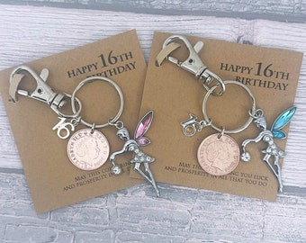 16th Birthday Keepsake: 2010 British Penny Coin Fairy Keyring
