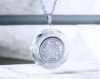 1936 Sixpence Locket Necklace: 90th Birthday Keepsake, British Coin, Add on Engraving