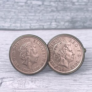 Jahr 2016 Britische Penny-Münze Manschettenknöpfe, Andenken 8 Jahre und Andenken, 8 Jahre Bronzehochzeit, Bild 5