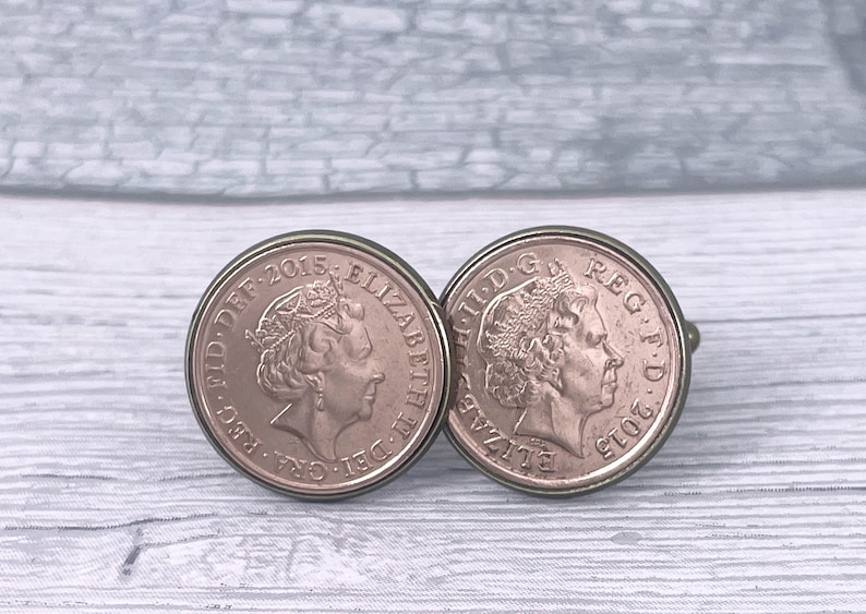 Year 2016 British Penny Coin Cufflinks, 8th Anniversary Keepsake Gift, 8 Year Bronze Wedding, image 5