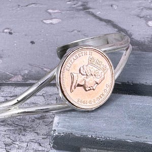 30th Birthday Penny Keepsake Gift, Year 1995 British Penny Coin Bangle Bracelet