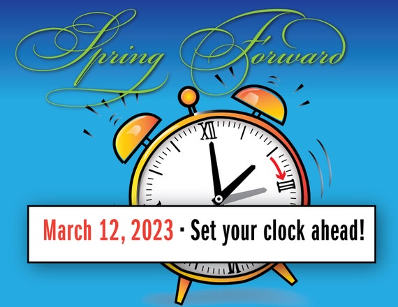 Spring Daylight Saving Time 2023. Banner reminder with changing