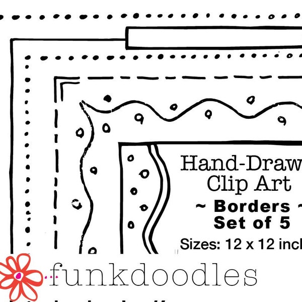 Doodle Clipart Border; Square Hand drawn Scribble Frame for Social Media, Page Planner, Abstract Graphic Design Elements for School projects