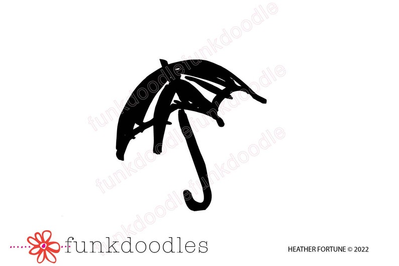 UMBRELLA CLIP ART Hand Drawn Doodle Grunge Spring Rain April Showers ...