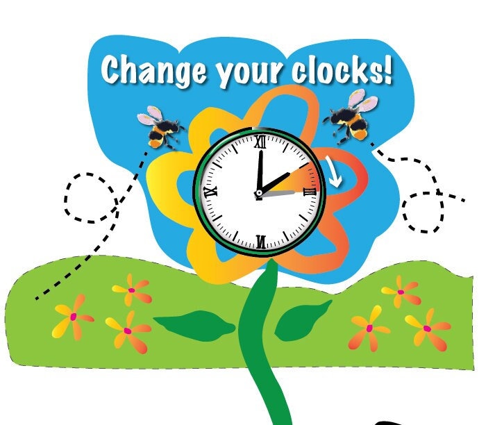 DAYLIGHT SAVINGS Time Clip Art for Spring Forward March 2024 DST Bees