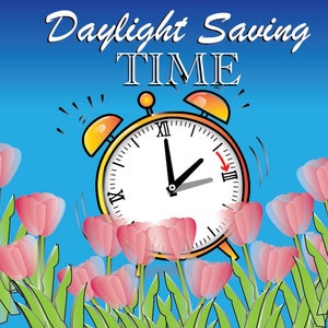 Horario de verano; Cambio de hora a la primavera en 2025; Tulipanes; Tarde para la iglesia; Doodle del despertador; Adelantar el reloj; Cambiar el reloj DESCARGA INSTANTÁNEA