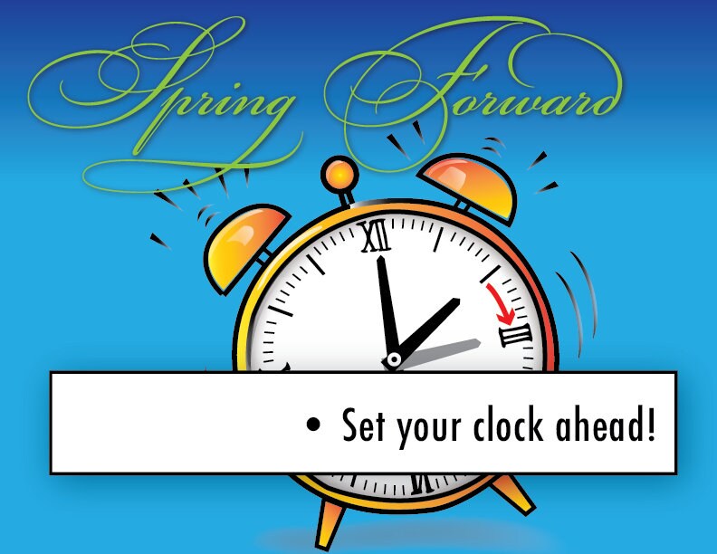 Spring Forward Clip Art for Daylight Savings Time Begins March 10 2024