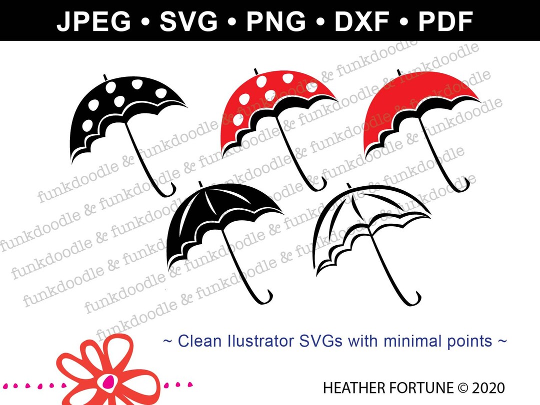Stylized Umbrella Silhouette Clipart Bundle for Cricut Cut File Saved