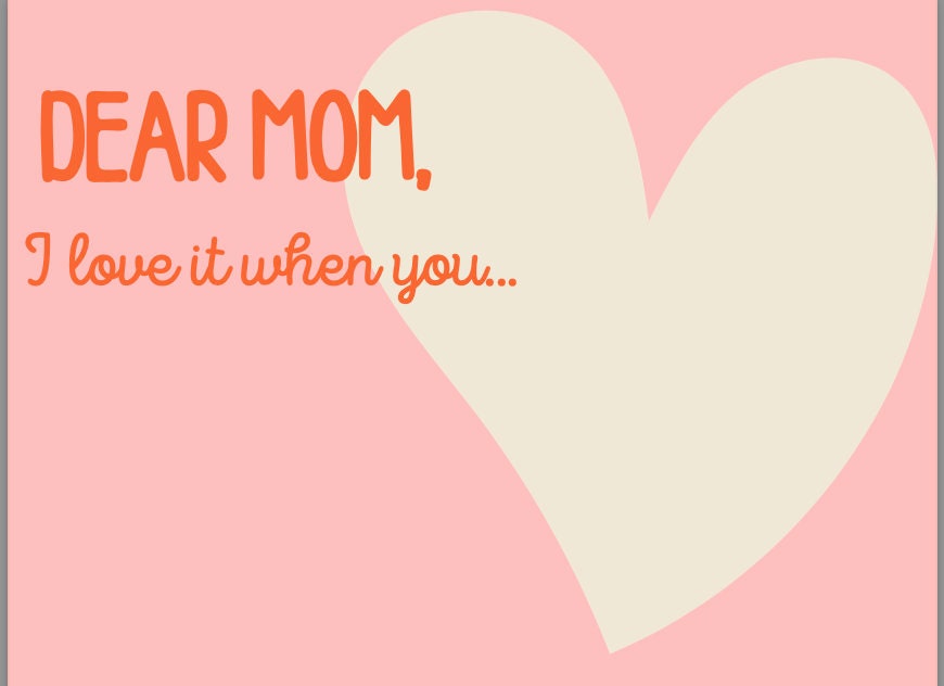 I Love You, Mom - Printable Fill in the Answers Book - Etsy