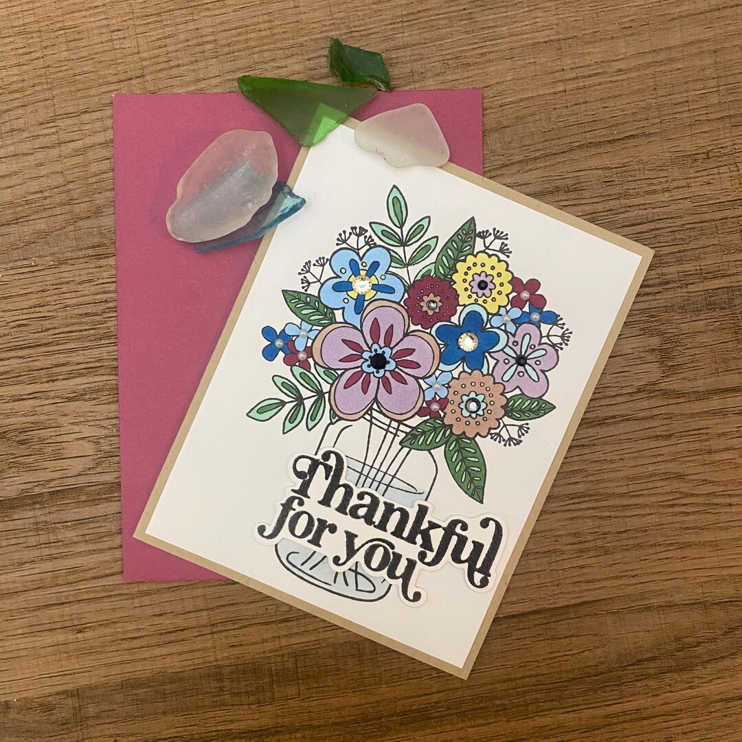 Floral Bouquet Thank You Card - Etsy