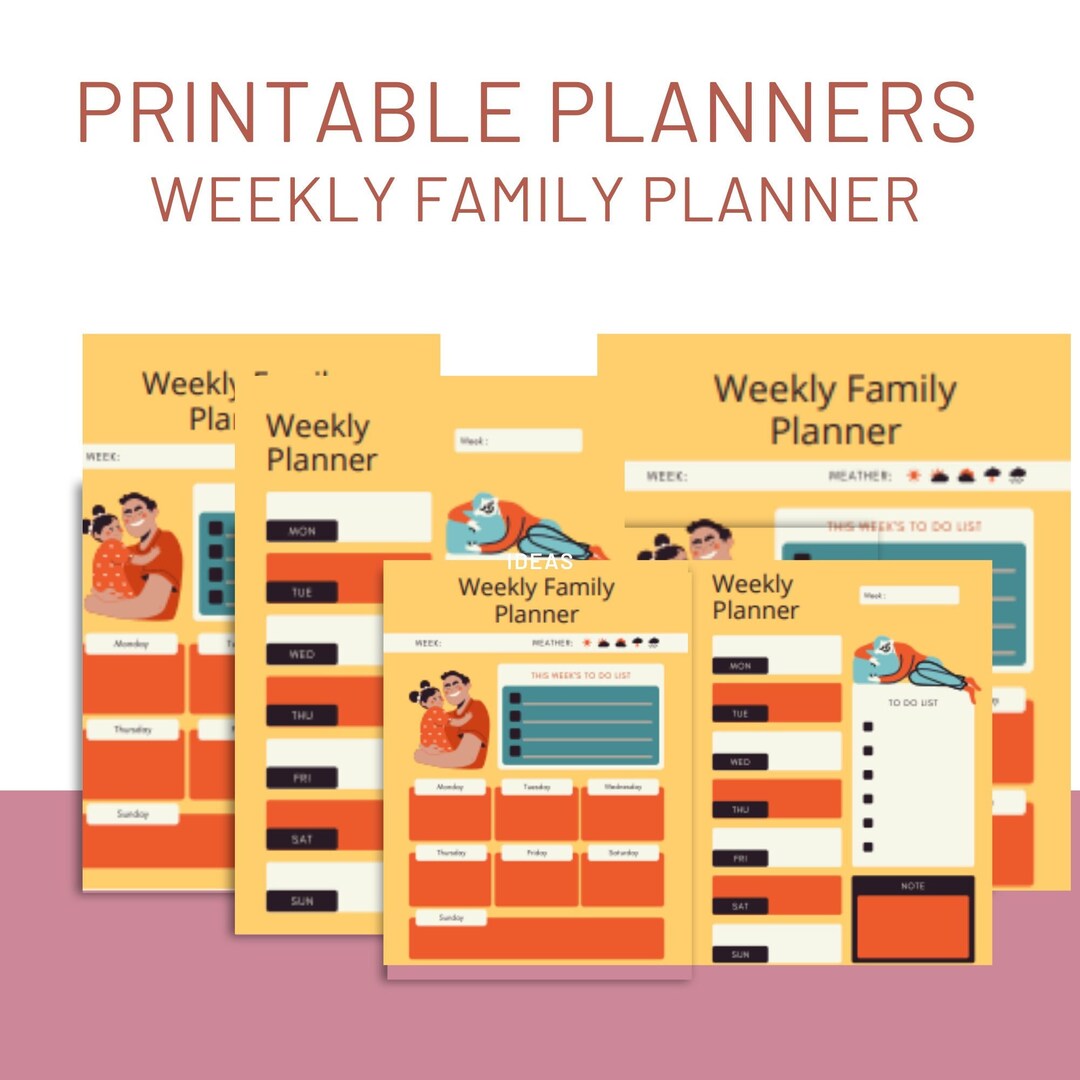 Weekly Family Schedule Printable, Family Calendar, Weekly Family Schedule, Printable Minimalist ...