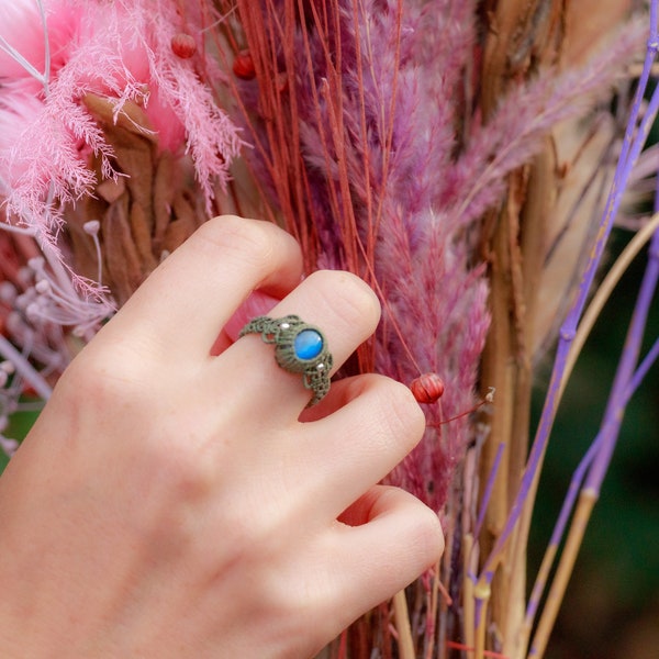 Bague vert kaki et Labradorite