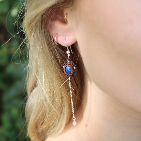 Boucles d'oreilles pendantes lapis lazuli