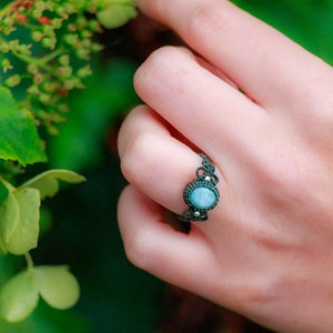 Larimar khaki green ring