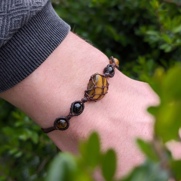 Bracelet oeil de tigre et onyx