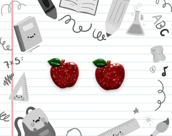 Appel Stud Oorbellen | Leraar Apple oorbellen | Glitterappels
