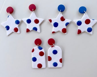Brincos Patrióticos Vermelho Branco Azul 4 de Julho EUA