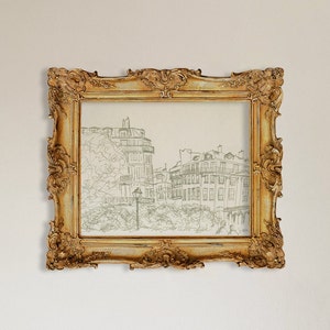 paris city sketch print in gold frame