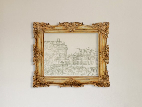 Neutral Drawing Paris Art Print for Bedroom Romantic Interiors Wall Hanging of Europe