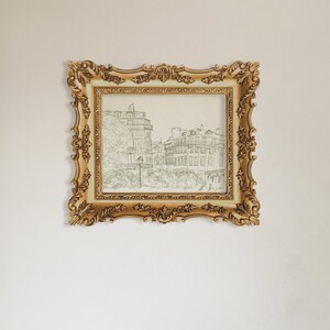 french art sketch in gold frame
