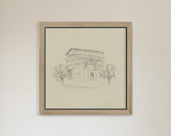 Arc de Triomphe Sketch Art Print, Paris Architecture Drawing (Digital Download)