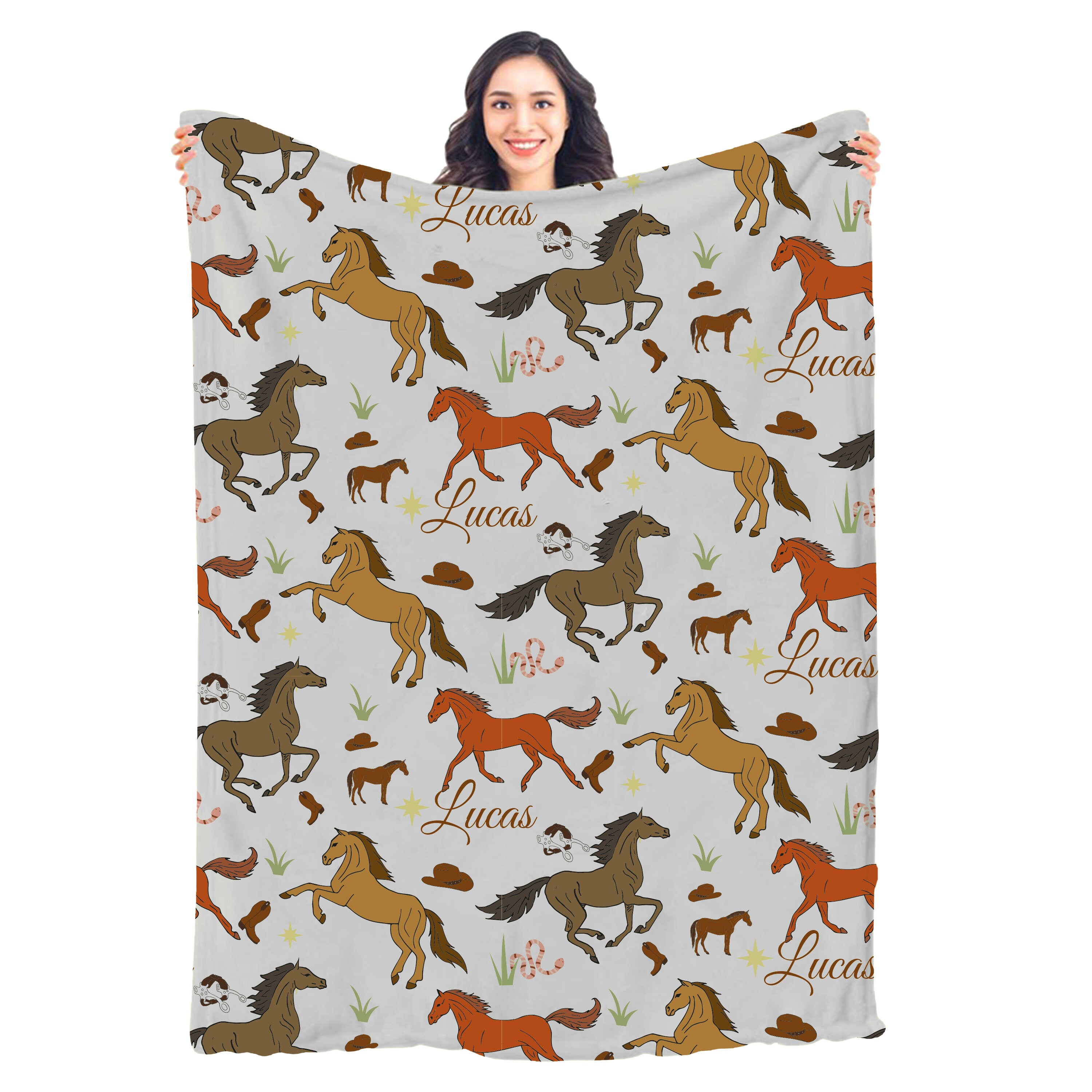 Monogrammed Horse Design Blanket Best Birthday Gift Christmas Gift