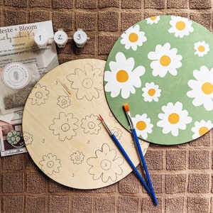 Paint By Number Kit, DAISY FLOWER, Easy DIY Beginners Acrylic Painting Kit , Wall Art Gift, Minimalist Paint By Numbers, Diy Gift Craft