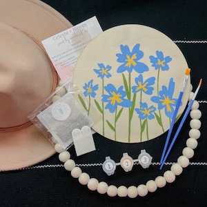 Malen nach Zahlen Kit, BLUMENMARKT, einfach DIY Anfänger Acrylmalerei Kit, Wand Kunst Geschenk, minimalistischen Mond malen nach Zahlen, DIY Geschenk Handwerk