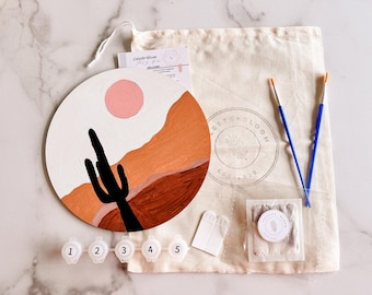 Cactus Paint by Number Kit: Boho DIY Craft on Wood