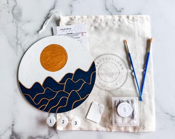Midnight Moon Paint by Numbers Kit: DIY Acrylic Painting on Wood