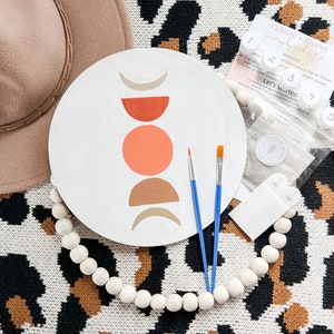 MOON PHASES Paint by Number Kit, Einfaches DIY Anfänger Acrylmalerei Kit, Wandkunst Geschenk, minimalistische Mondfarbe nach Zahlen, Diy Geschenk