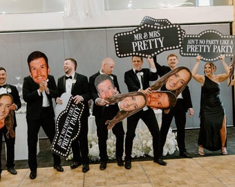 Custom Wedding Entrance Signs | Mr & Mrs Party Photo Props | Personalised Event Signage | Bridal Entrance Decor | Head Cut outs