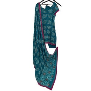 Rajasthani Jaipuri inspired pure Georgette Silk Bandhani Bandhej Art Hand dyed Ethnic Salwar Kameez lightweight evening/day wear