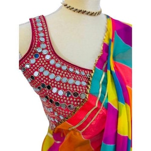 Viral Rainbow Saree multi colored soft Georgette perfect for day wear and party wear beautiful gota patti border lightweight easy to wear