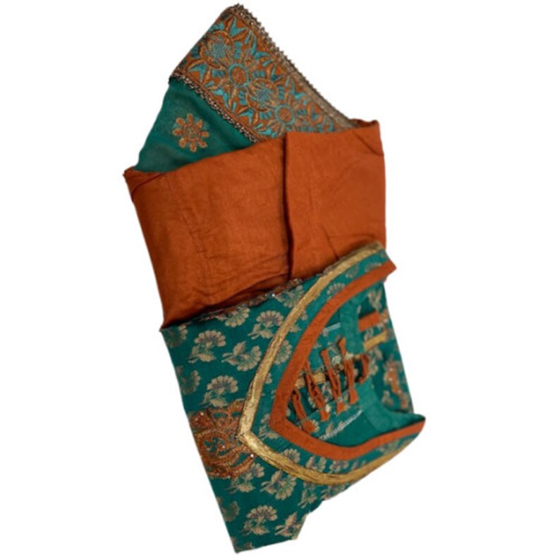 Teal Kurta Brocade Churidar main image 1